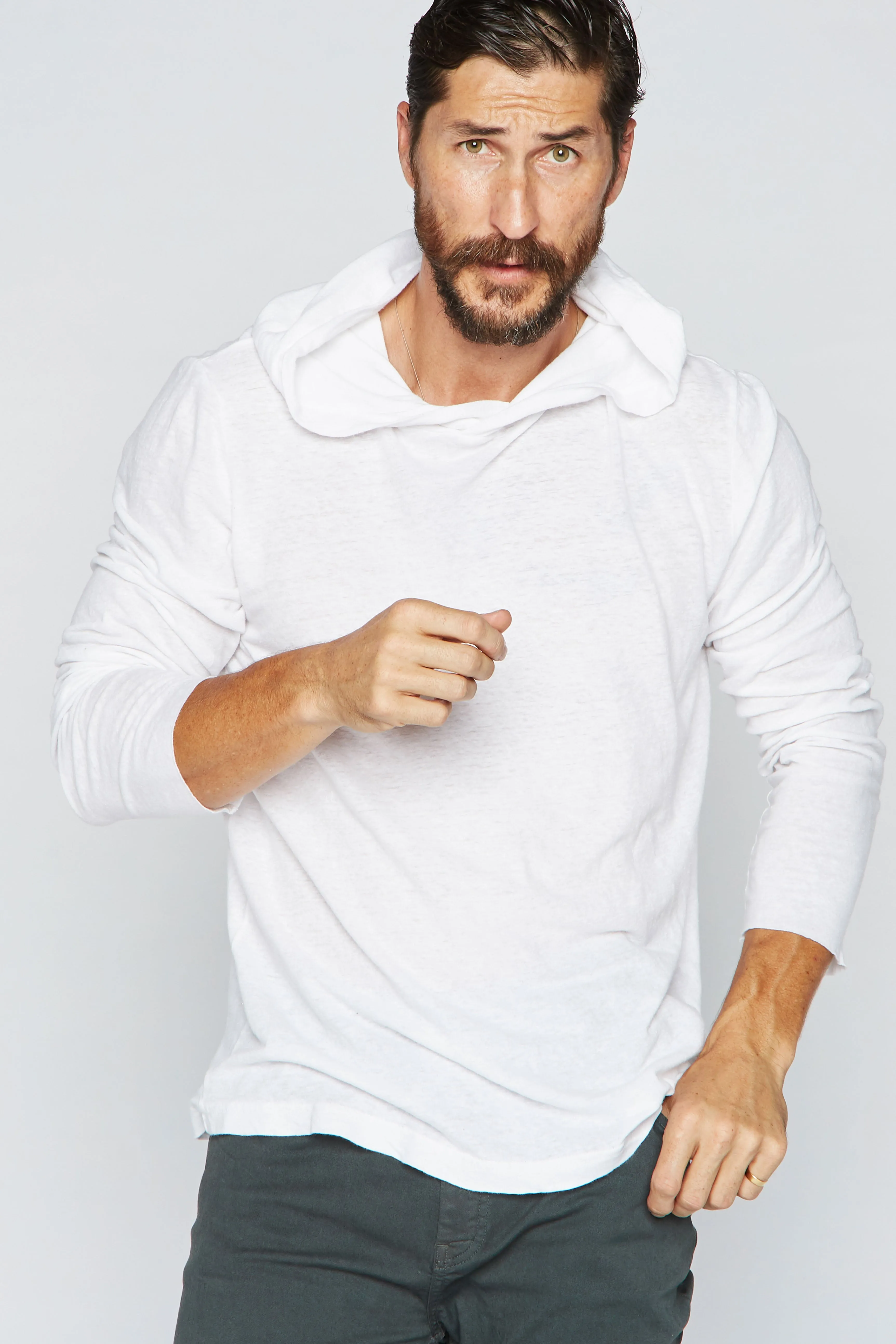 Men's Linen Blend Long Sleeve Hoodie