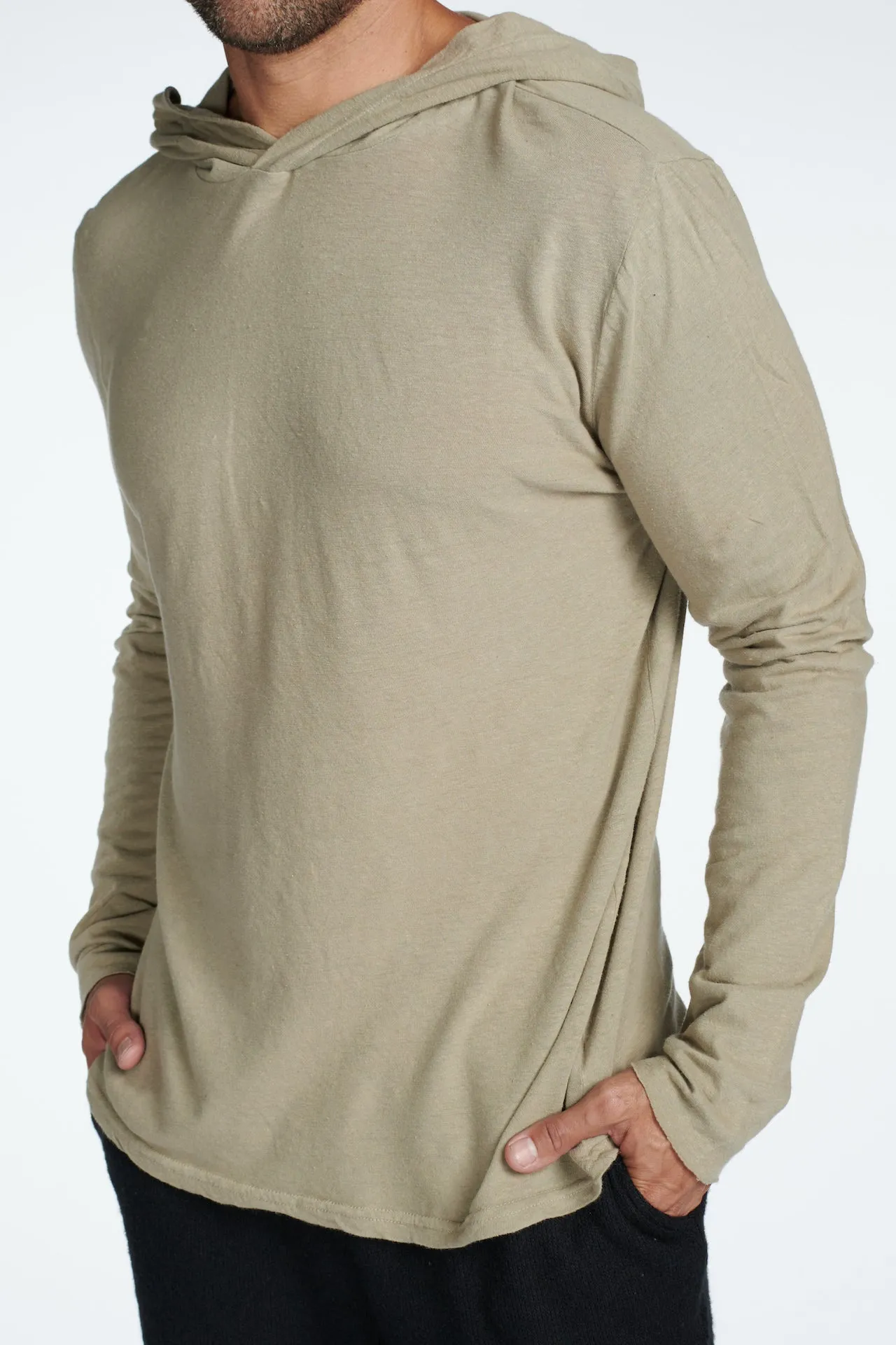 Men's Linen Blend Long Sleeve Hoodie