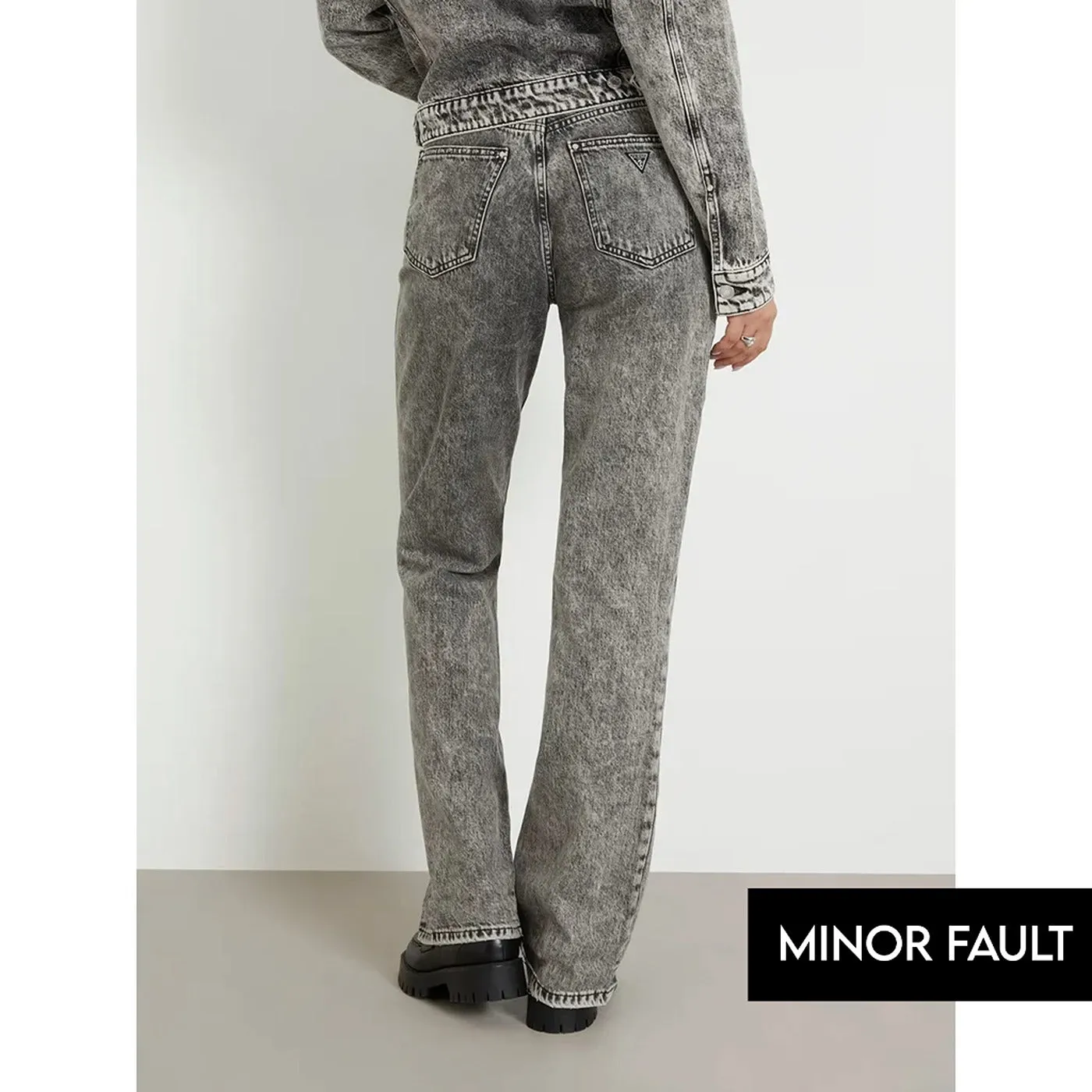 (Minor Fault) Grey Straight High Rise Jeans