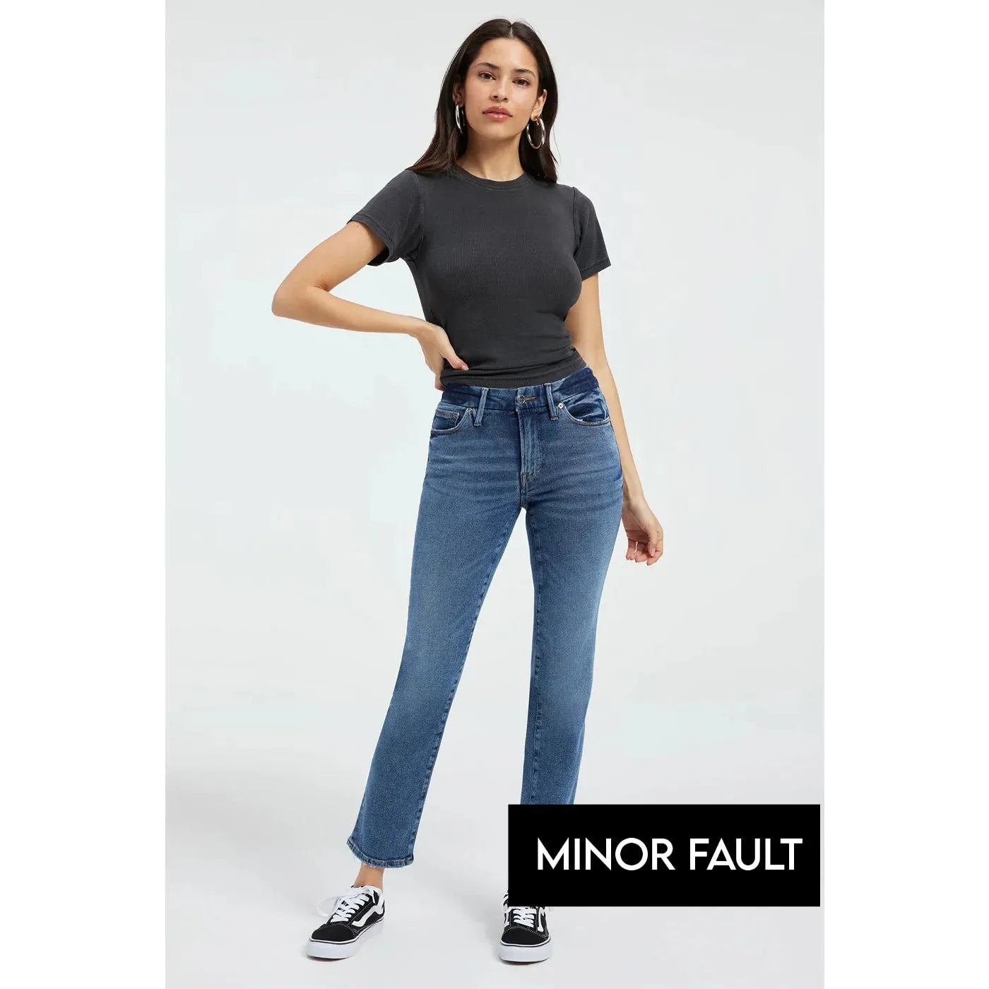 (Minor Fault) Straight Legs Stretchable Blue Jeans