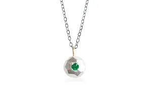 Mixed Metals Faceted Pebble   Emerald Necklace