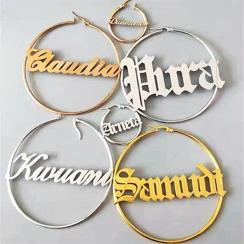 Name Hoop Earrings