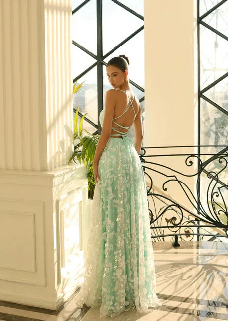 NICOLETTA Brielle Gown - Tiffany Blue/Ivory