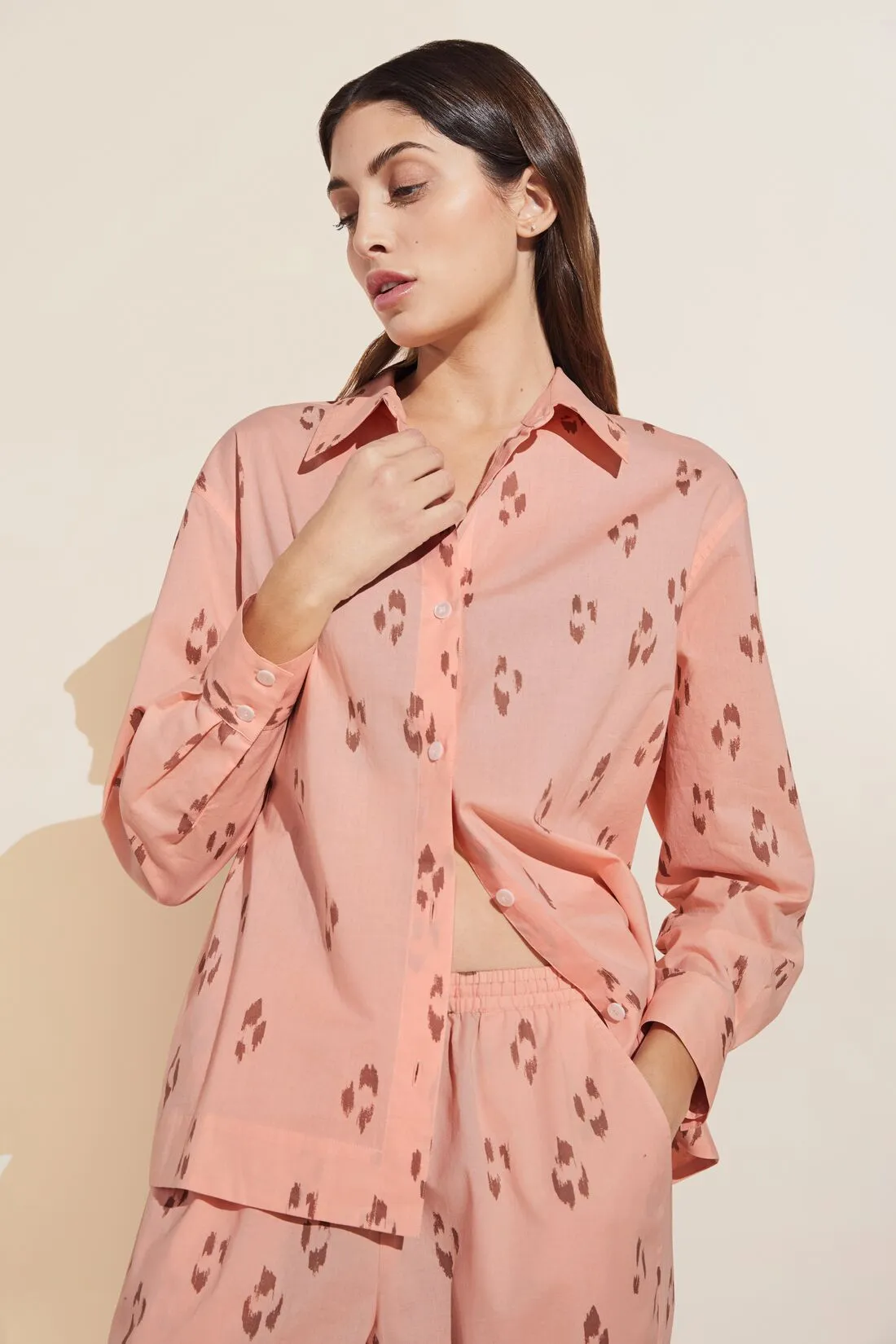 Organic Sandwashed Cotton Printed Long PJ Set