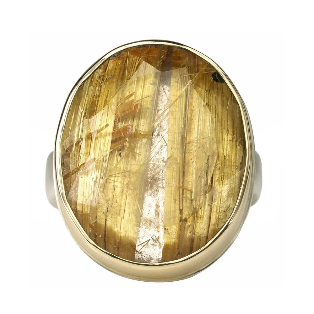 Oval Golden Rutlilated Quartz Ring