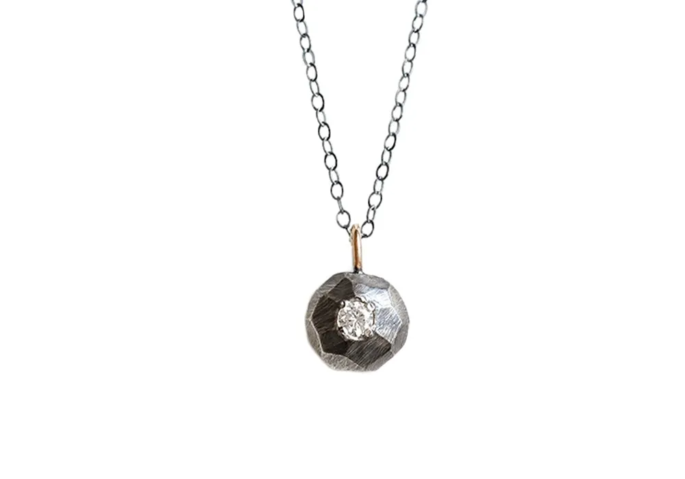 Oxidized Mixed Metals Faceted Pebble Necklace