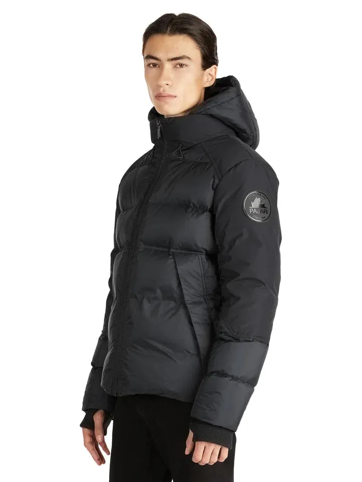 Pajar Mens Griffen Mixed-Media Puffer Jacket with Det Dinner - BLACK