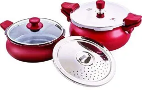 Pigeon All in One Super Cooker Value Pack - Red (3 & 5Ltr)