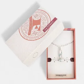 Polygon Lariat Locket & Bracelet Gift Set - Silver