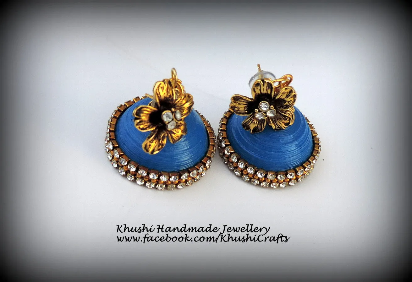 Quilled blue party wear Jhumkas!