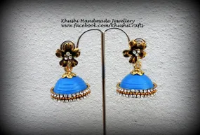 Quilled blue party wear Jhumkas!