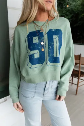 Retro Block Sweatshirt Top - Green