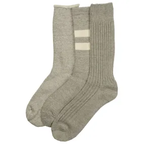 RoToTo - Organic Cotton Special Trio Socks - Mix Gray