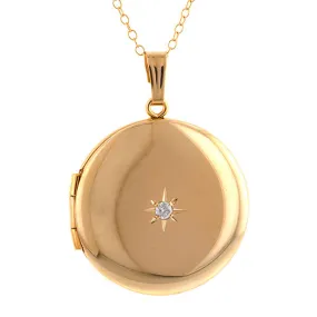 Round Diamond Set Star Locket