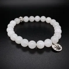 Snow Quartz Beaded Bracelet Sterling Silver Charm