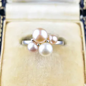 Sterling Silver Natural Pearl Cluster Ring