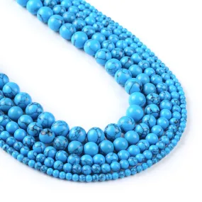 Synthetic Blue Turquoises With Black Line Beads 4 6 8 10 12mm Gemstone Loose Beads For DIY Jewelry Making Bracelet 15 Full Strand 103068