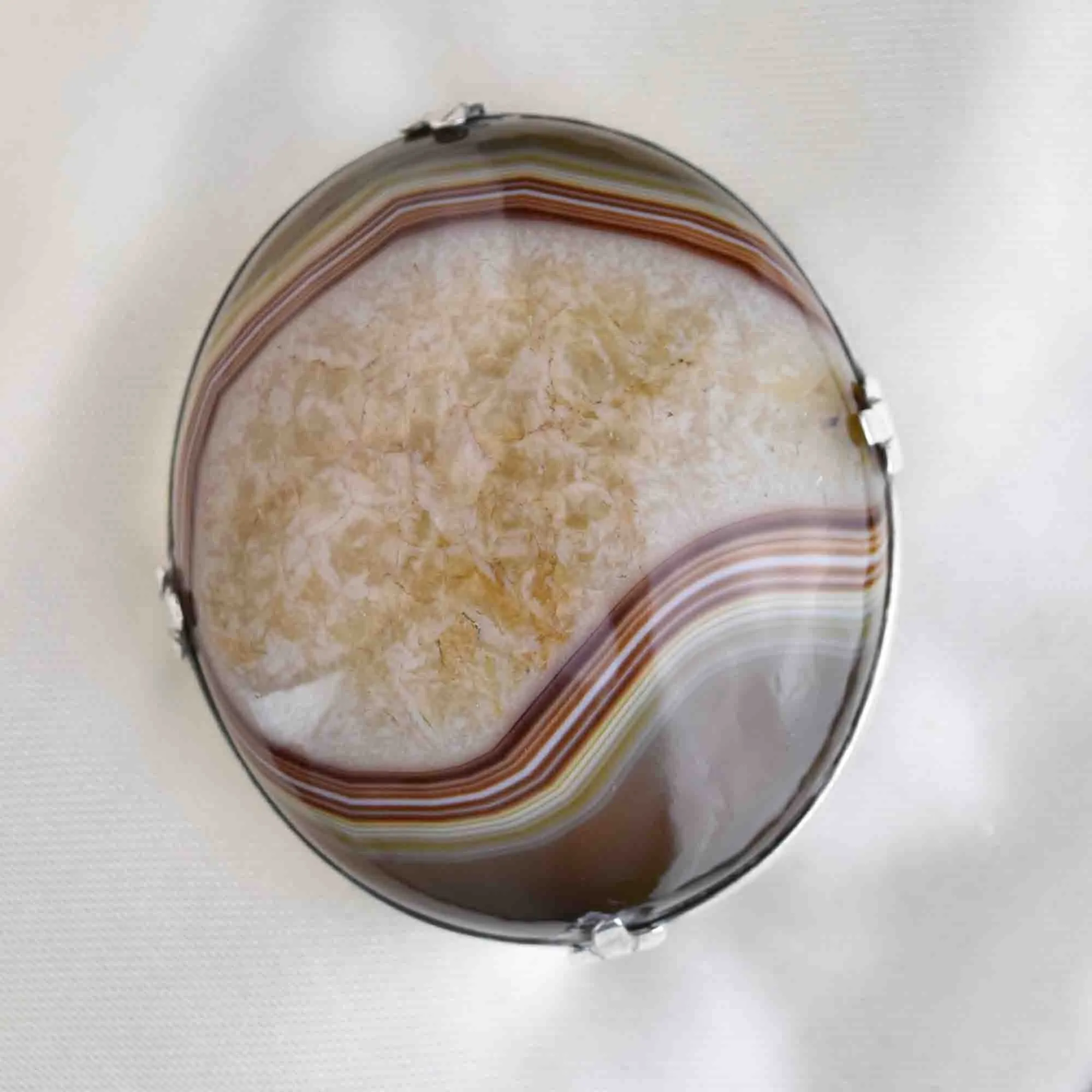 Victorian Silver Scottish Banded Agate Brooch Pendant