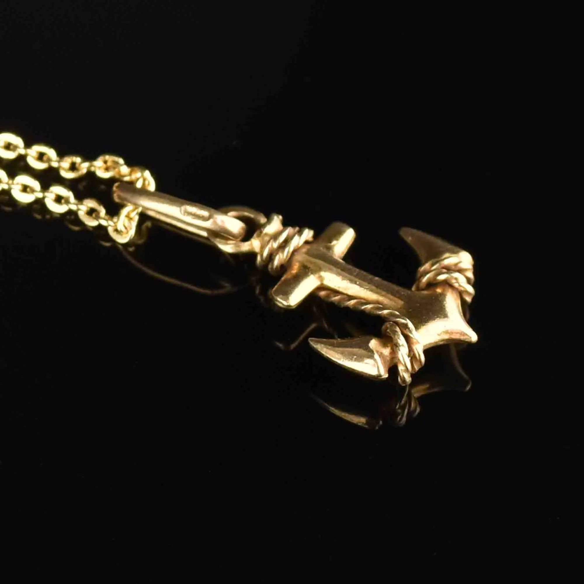 Vintage Anchor Rope Gold Pendant Necklace