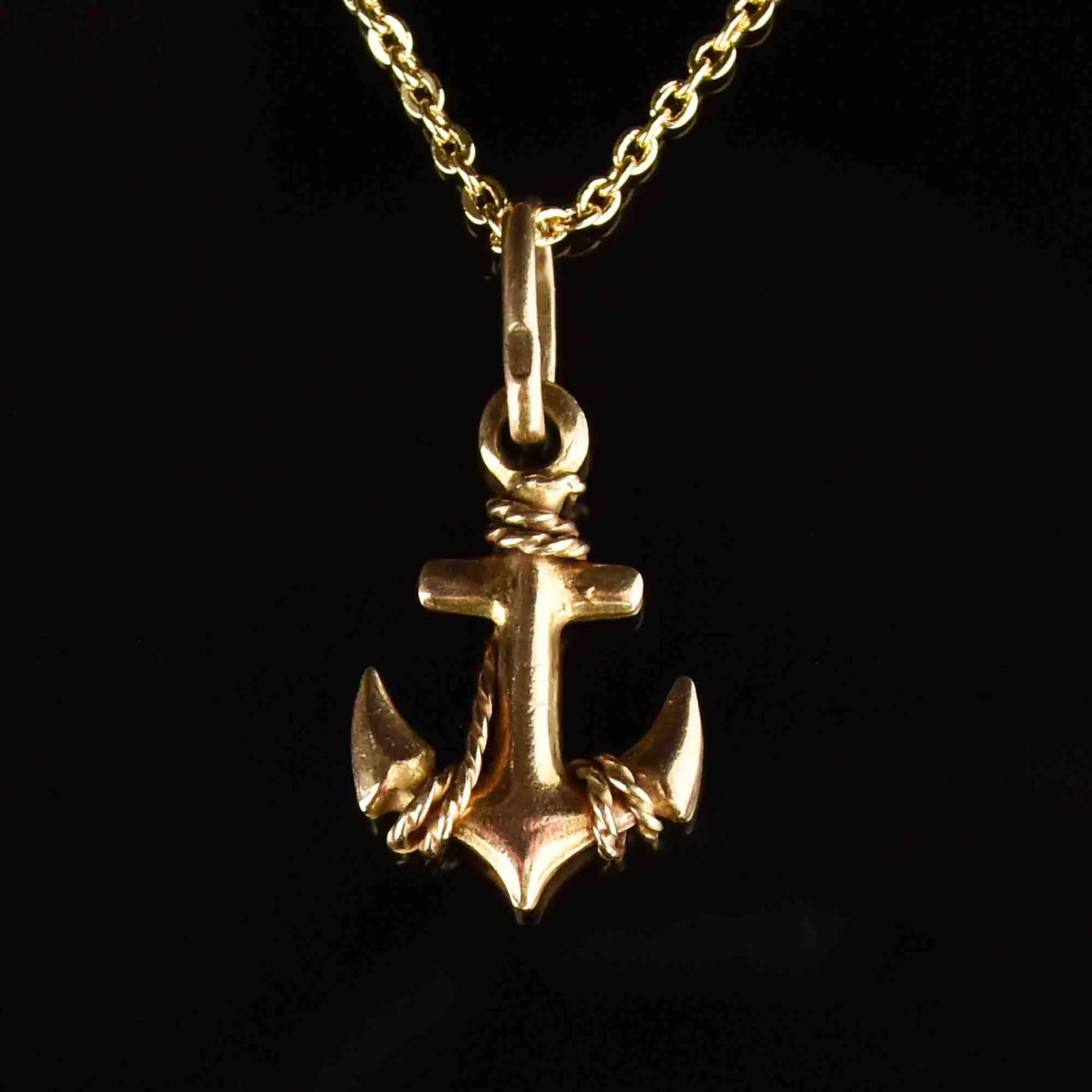 Vintage Anchor Rope Gold Pendant Necklace