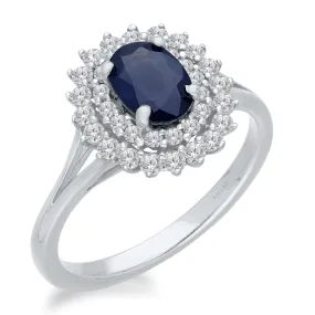 White Gold Sapphire & Diamond Heirloom Ring