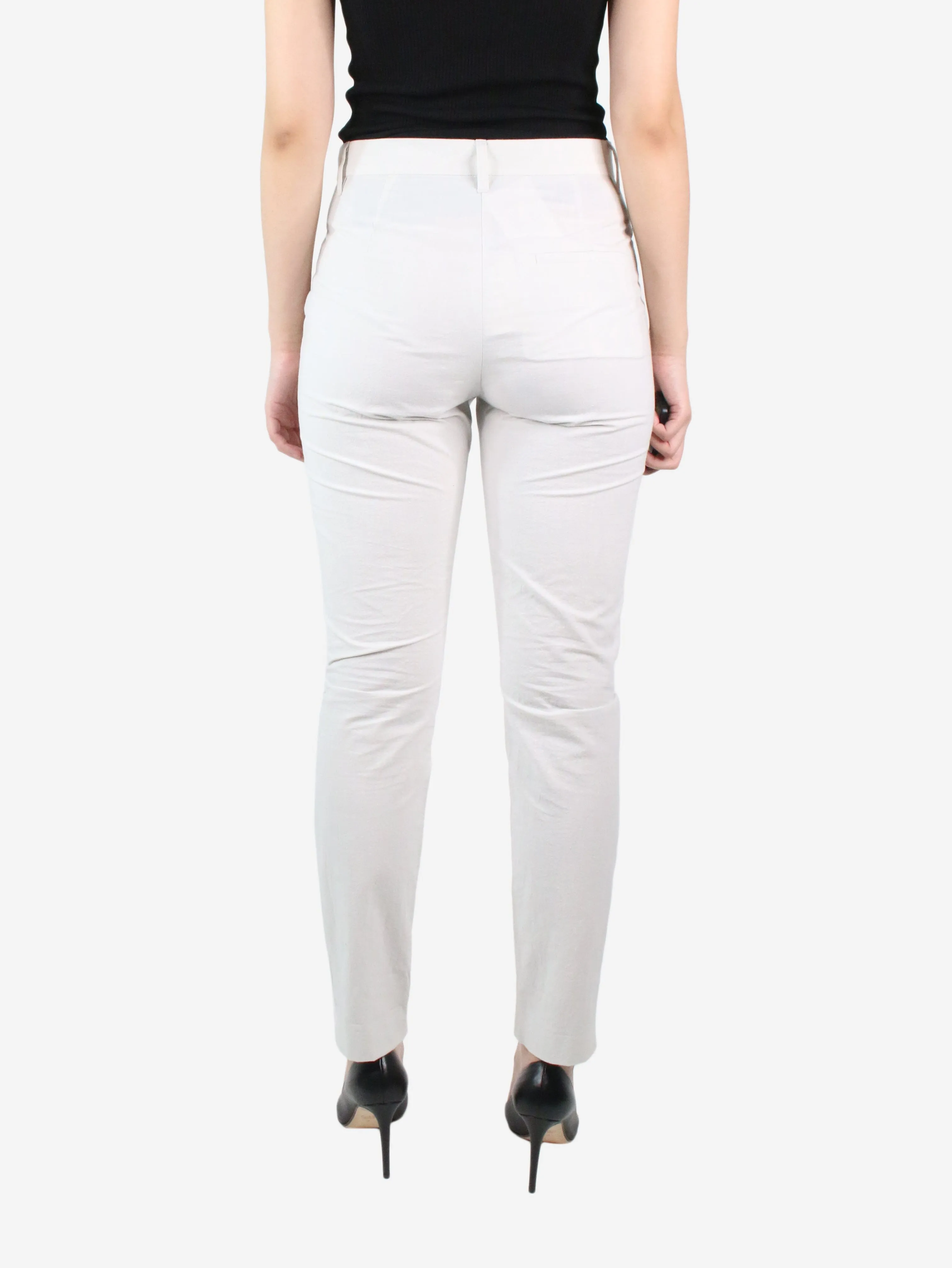 White high-rise cotton trousers - size UK 8