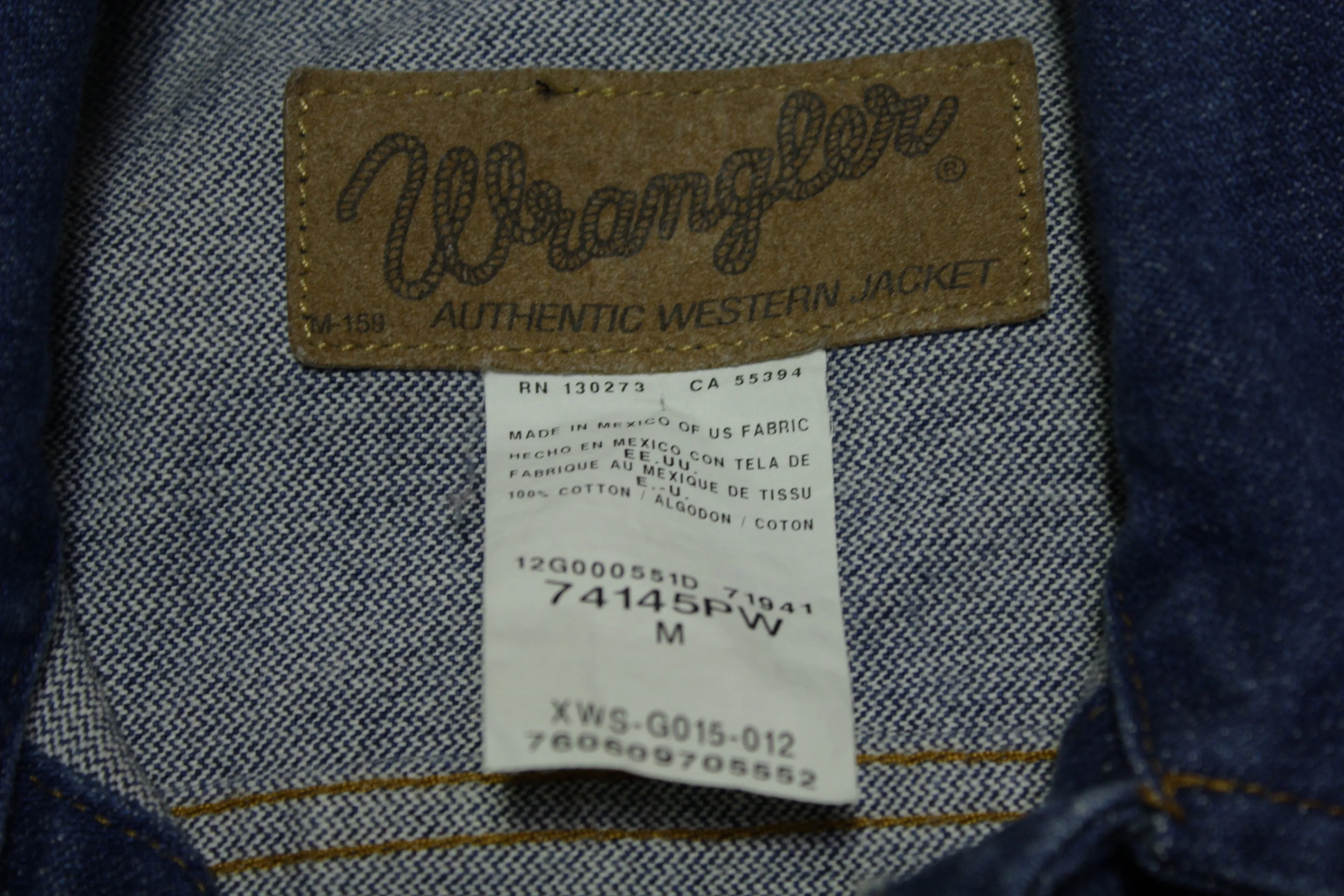 Wrangler 74145PW Western Dark Wash Vintage Trucker Denim Jean Jacket