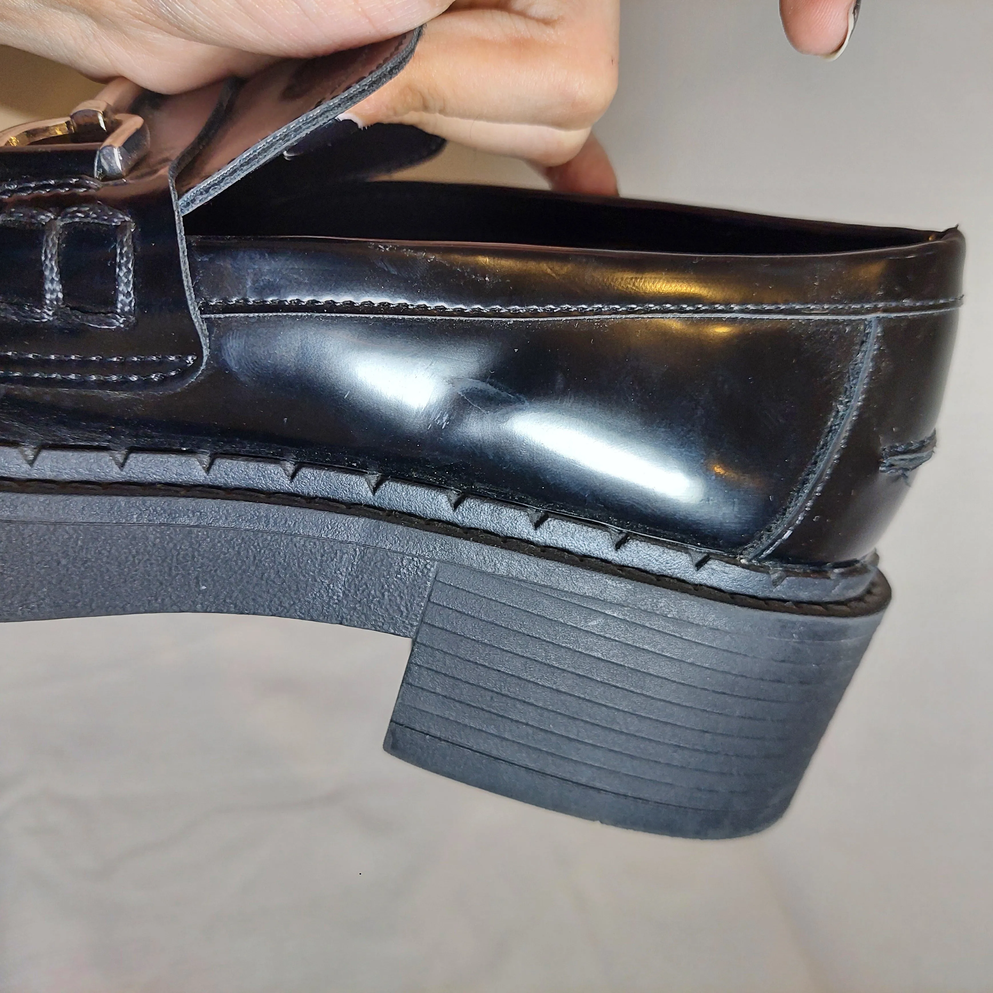 ZARA Black Patent Platform Loafers | Gently used |