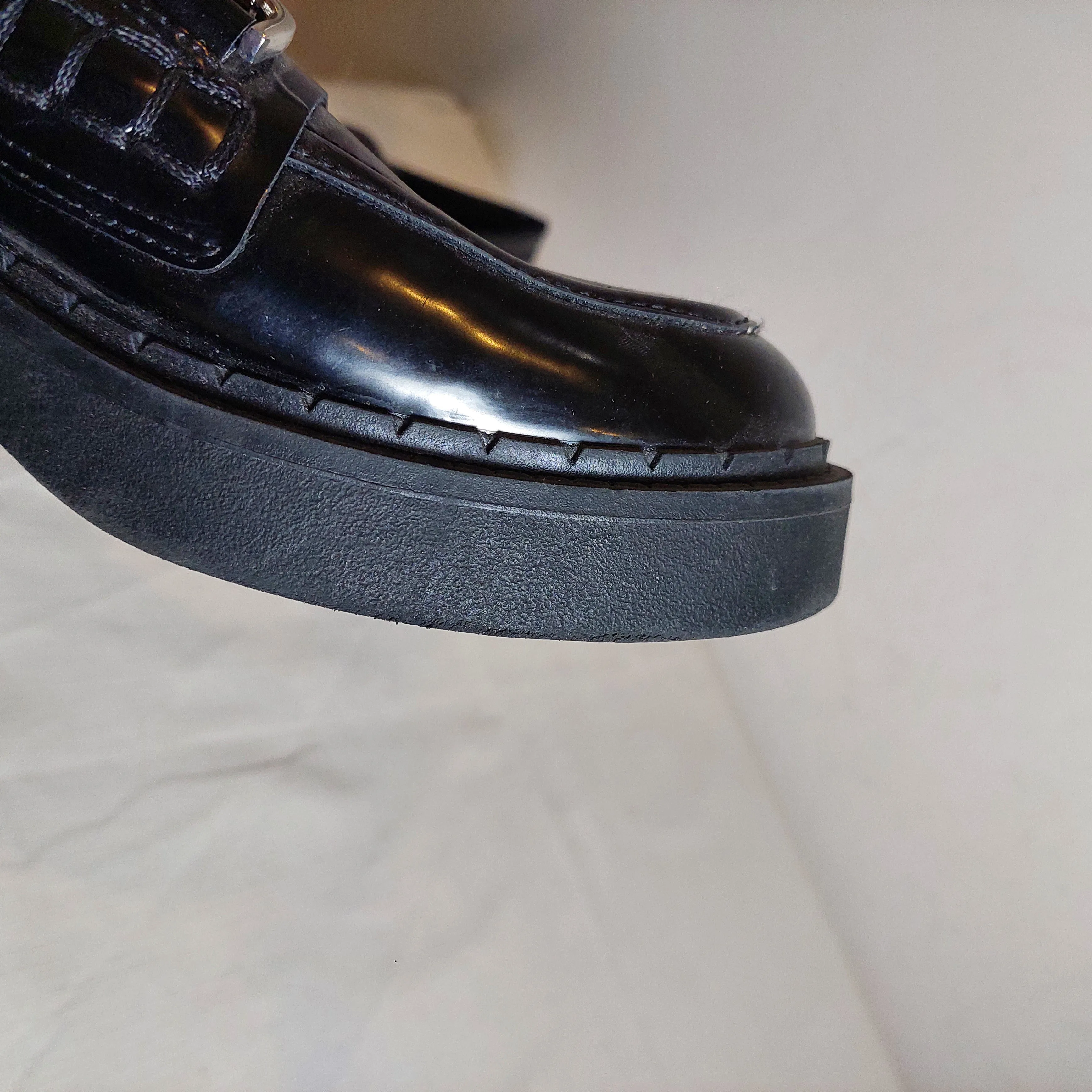 ZARA Black Patent Platform Loafers | Gently used |