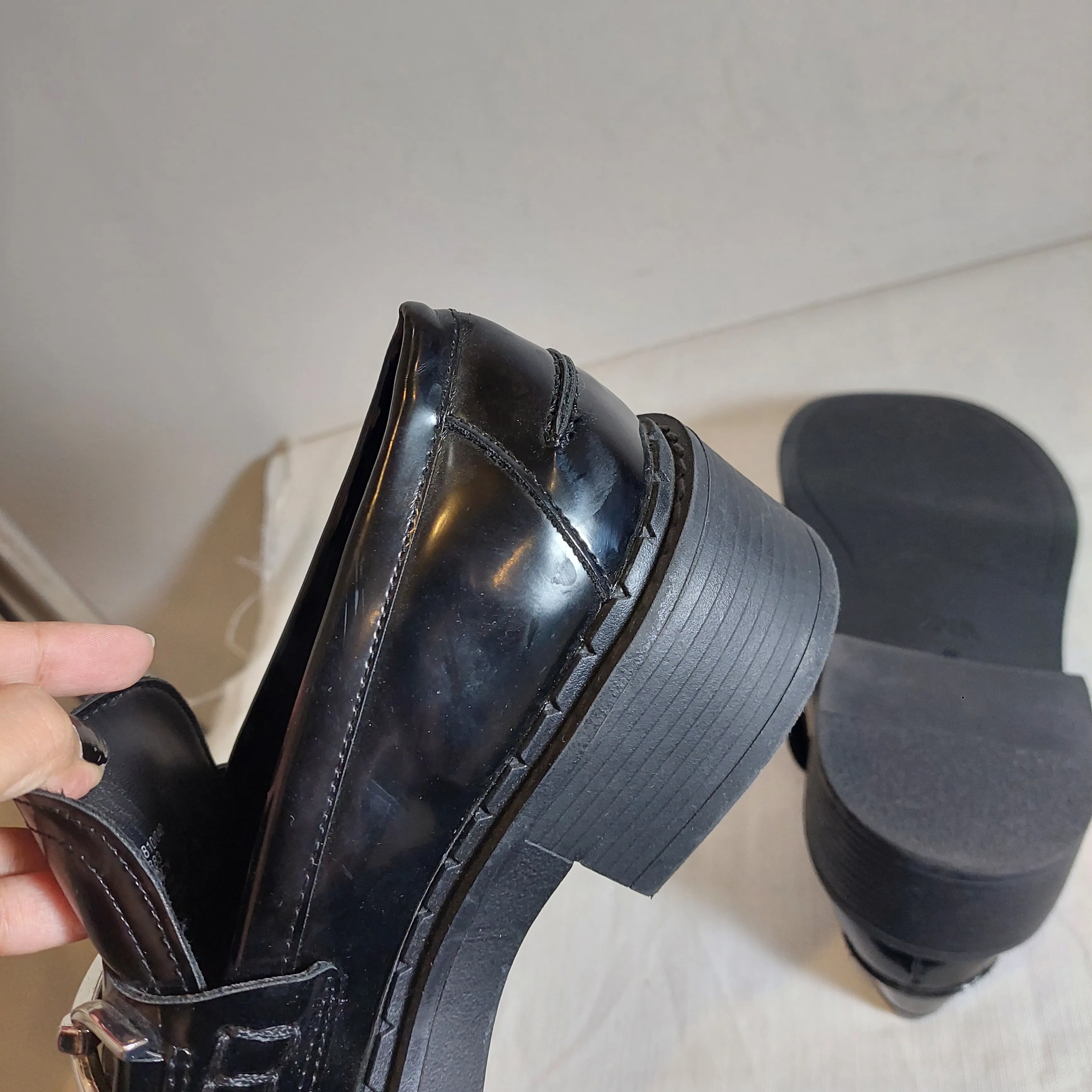 ZARA Black Patent Platform Loafers | Gently used |