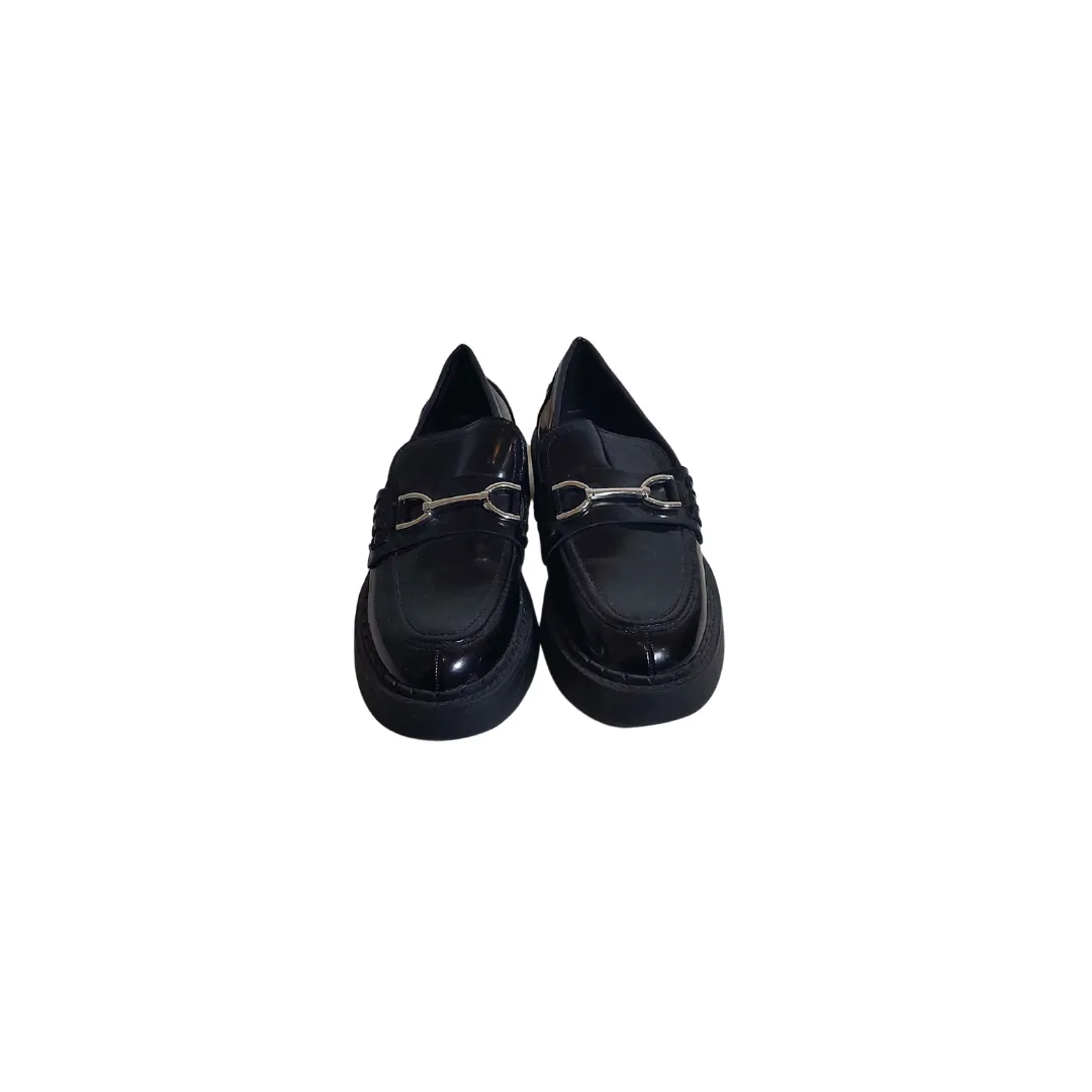 ZARA Black Patent Platform Loafers | Gently used |