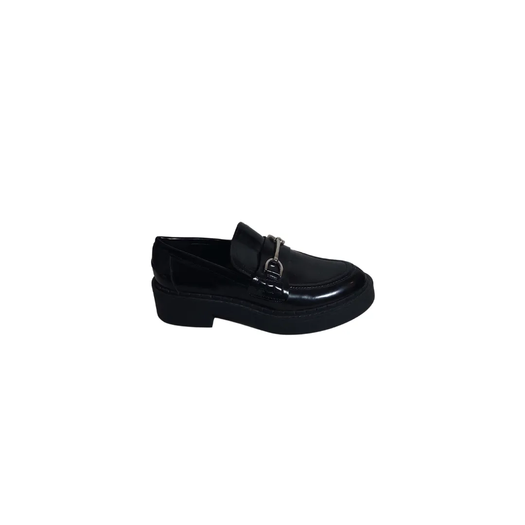 ZARA Black Patent Platform Loafers | Gently used |